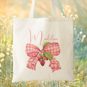 Bolsa Tote Moderno Arco Cor-de-Rosa Fofo & Morango