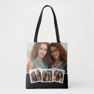 Bolsa Tote Moderno Colagem de 4 Fotos Branco Preto