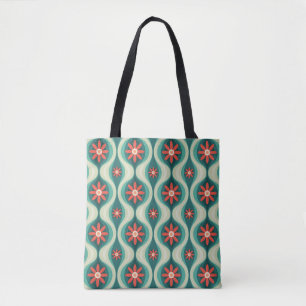 Bolsa Tote Moderno do século médio: Flores Laranja Abstrato