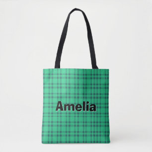 Bolsa Tote Moderno elegante Verificação Verde 
