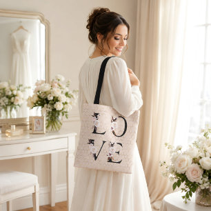 Bolsa Tote Moderno Estilo Elegante Amor Floral