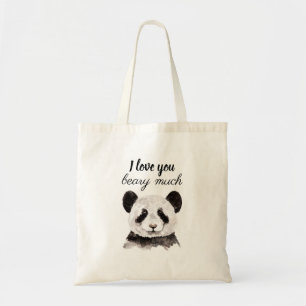 Bolsa Tote Moderno Eu Te Amo Muito Panda Preta E Branca
