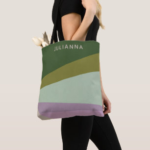 Bolsa Tote Moderno Geométrico Verde Roxo Personalizado