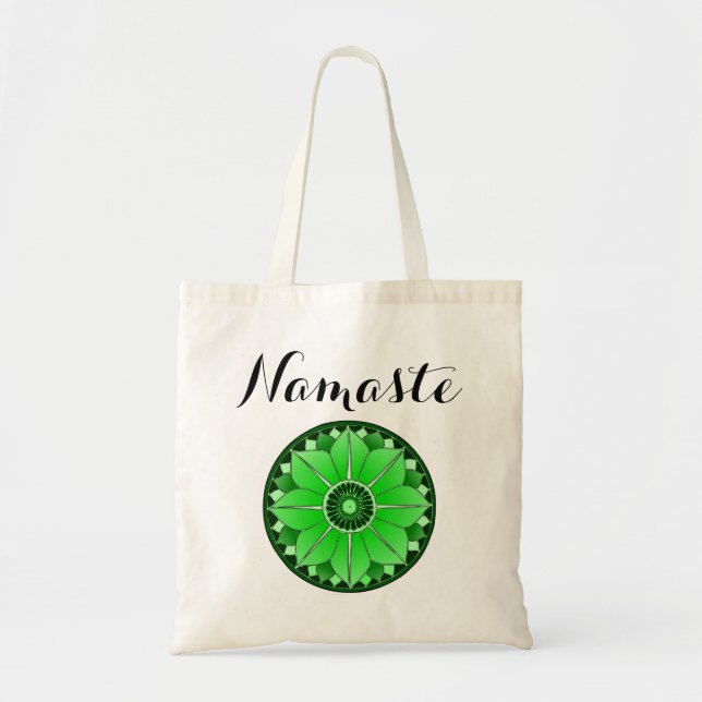 Bolsa Tote Moderno Namaste Green Mandala (Frente)