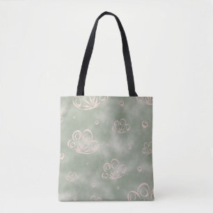 Bolsa Tote Moderno Padrão Étnico Floral em Verde Oliva com Ti