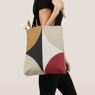 Bolsa Tote Moderno Retro Geométrico de Meados do Século em Ex