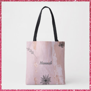 Bolsa Tote Moderno Rosa Dourado Floral