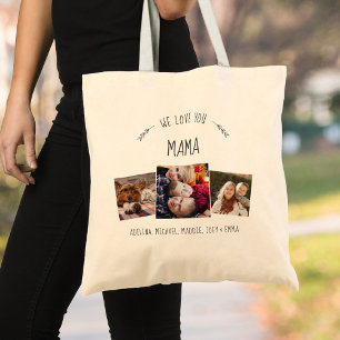 Bolsa Tote Moderno Russo AMAMOS VOCÊ, MAMA, Colagem de Fotos