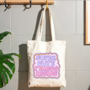 Bolsa Tote Moderno Texto Fofo Lavanda Rosa Claro