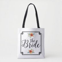 Moderno Texto Preto-Bride E Ênfase Floral De Quadr