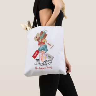 Bolsa Tote Moderno Trendy Seasonal Sled Vermelho Branco