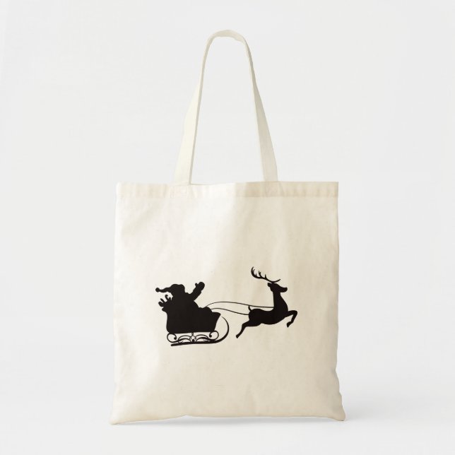 Bolsa Tote Modernos Papais noeis de Feliz Natal Sleigh e Rein (Frente)
