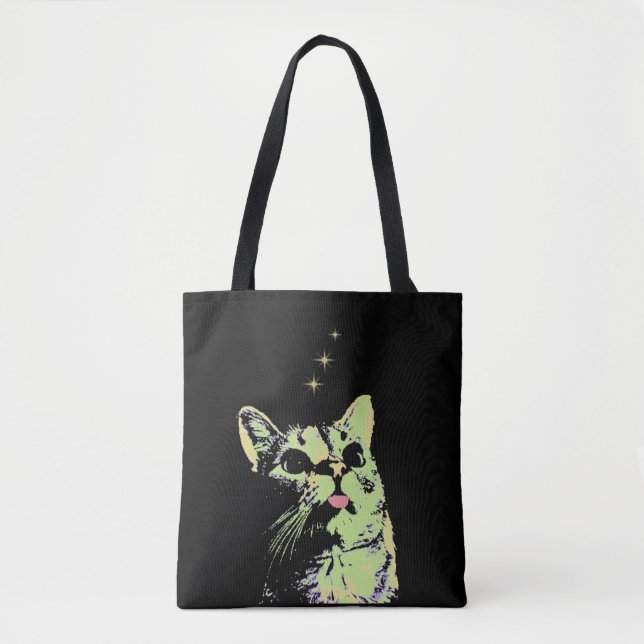 Bolsa Tote Modo Blep O Gatinho Vê As Estrelas (Frente)