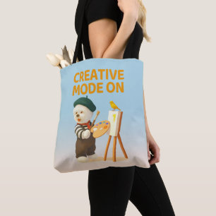 Bolsa Tote Modo Criativo Ativado: Pintor Bichon Artista de Ar