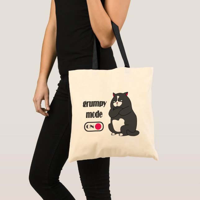 Bolsa Tote Modo rabugento em gato gordo engraçado (Frente (produto))