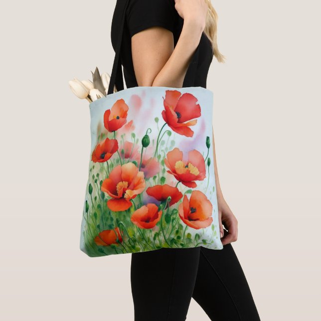Bolsa Tote Mohnblumenwiese, Aquarell -  (Close Up)