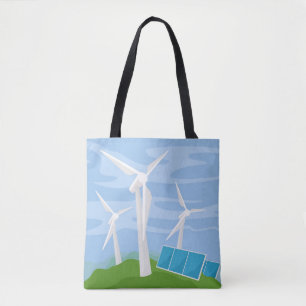 Bolsa Tote Moinhos de vento e células solares