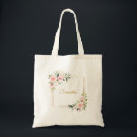 Bolsa Tote Mola aquosa, flores borbulhadas eucalipto ouro<br><div class="desc">Mergulhe no mundo da elegância gráfica com este programa dobrado, baseado na caligrafia, "Rosas Rústicas Escamufladas". Adorada com delicadas rosas cor-de-rosa esbranquiçadas, ela encapsula lindamente a folhagem romântica da natureza emparelhada com o eucalipto verde. Essa design gráfica cativante é enquadrada por uma estética de ouro-eterno, fazer ideal para a confecção...</div>
