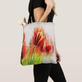 Bolsa Tote Molas Amarelas Vermelhas De Mola Aquosa Floral