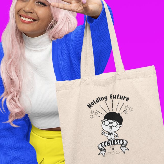 Bolsa Tote Moldando Futuros Genios Engraçado Professor de Jar (Shop now and celebrates your role in shaping young minds!)
