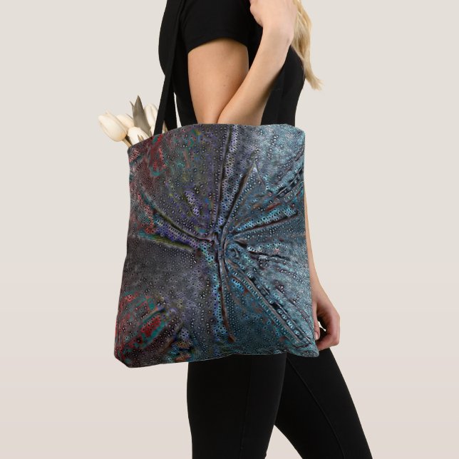 Bolsa Tote Molde azul virtual e ferrugem em mosaico torto (Close Up)