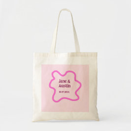 Bolsa Tote Moldura de borda de casamento retrô pastel rosa no