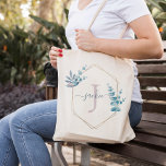 Bolsa Tote Moldura Eucalyptus Lilac, Monograma<br><div class="desc">Lilyptus Frame Monogramo</div>