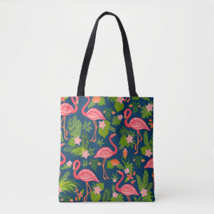 Bolsa Tote Moleza rosada flamingo em uma tartaruga listrada