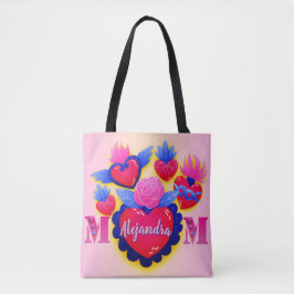 Bolsa Tote Mom corazones mexicanos Nombre editable