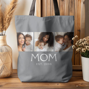 Bolsa Tote Mom Estabelecida Tipografia Cinza 3 Foto