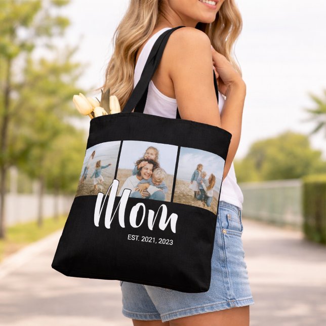 Bolsa Tote Mom Established Script Black 3 Photo (Mom Established Script Photo Tote Bag)