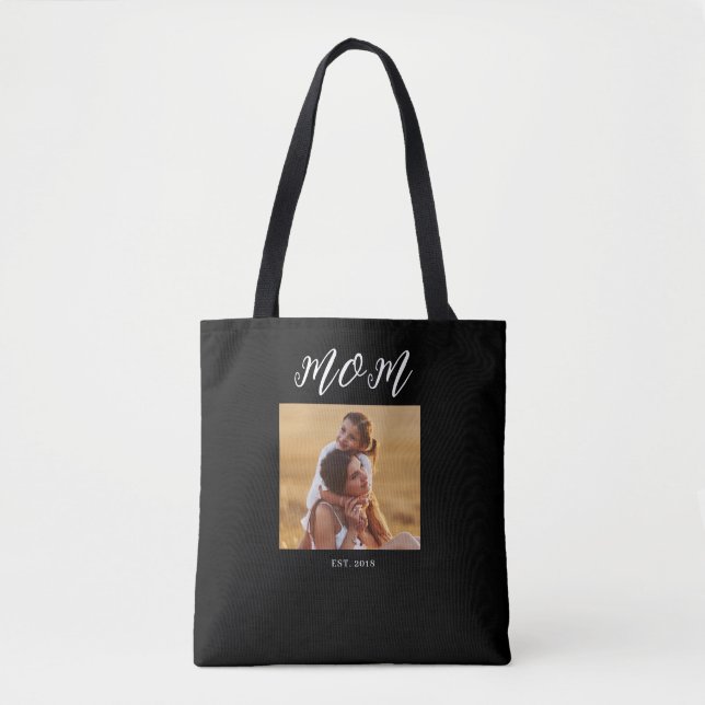 Bolsa Tote Mom Established Script Black Photo (Frente)