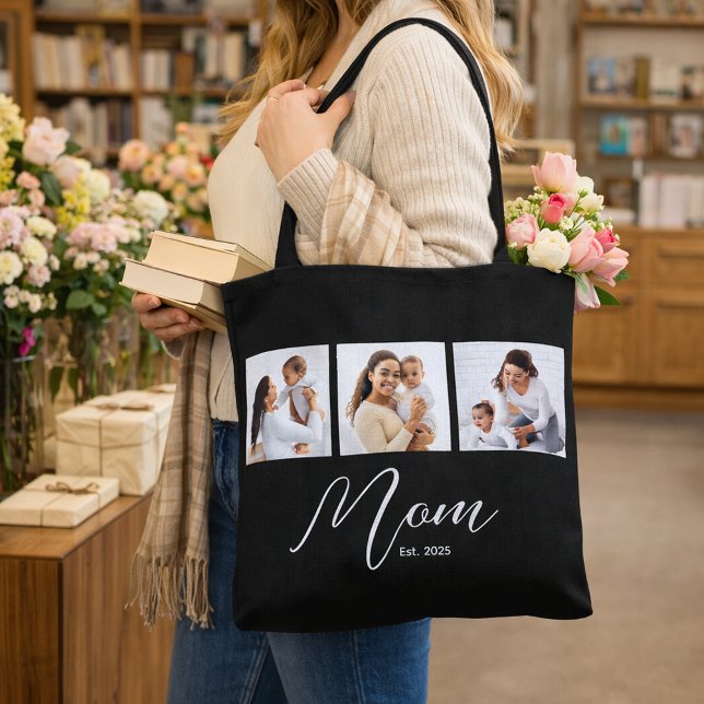 Bolsa Tote Mom Established Script Black Photo (Criador carregado)