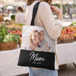 Bolsa Tote Mom Established Script Black Photo 