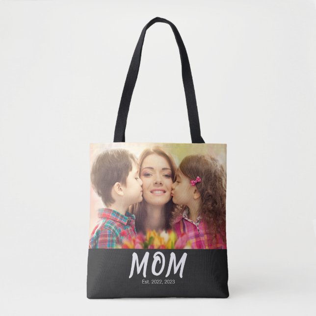 Bolsa Tote Mom Established Script Black Photo (Frente)