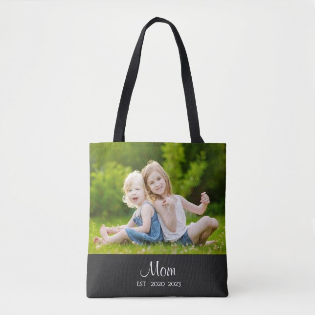 Bolsa Tote Mom Established Script Black Photo (Frente)