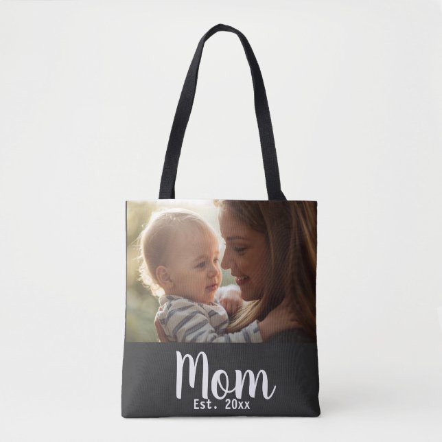 Bolsa Tote Mom Established Script Black Photo (Frente)
