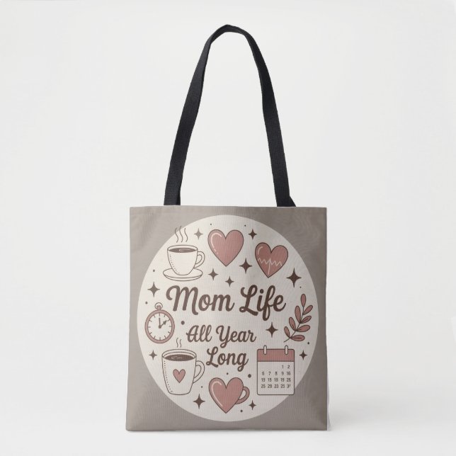 Bolsa Tote Mom life all year long, stylish (Frente)