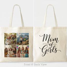 Bolsa Tote Mom of Girls Modern Elegant Script Four Photo