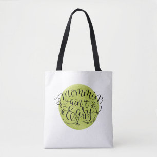 Bolsa Tote Mommin''t Easy on Green Watercolor Circle