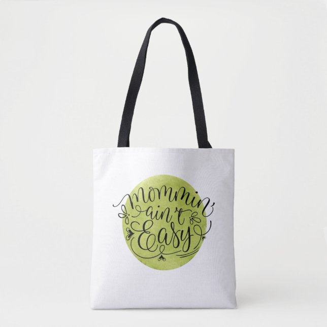 Bolsa Tote Mommin''t Easy on Green Watercolor Circle (Frente)