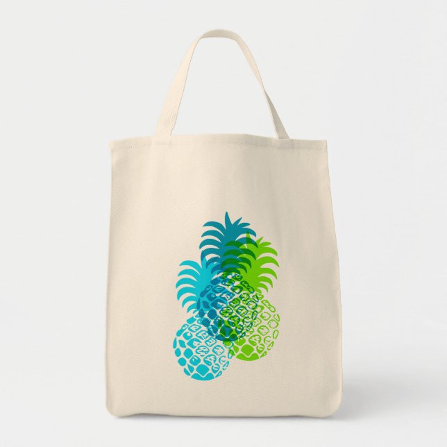 Bolsa Tote Momona Pineapple havaiana Tropical Turq (Frente)