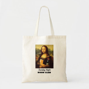 Bolsa Tote Mona Lisa engraçada com o Clube do Livro de Vinho