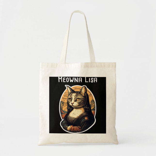 Bolsa Tote Mona Lisa Meowna Lisa Cat Lover Cat Proprietário C (Frente)