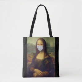 Bolsa Tote Mona lisa numa máscara cirúrgica leonardo da Vinci