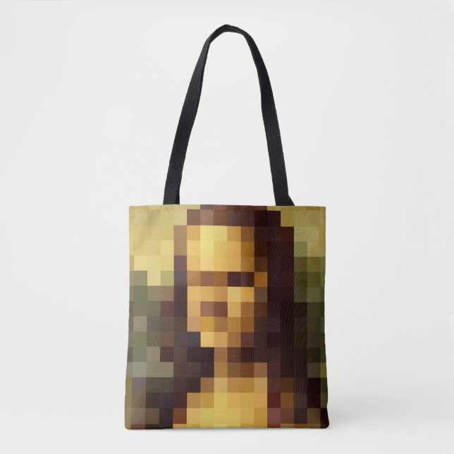 Bolsa Tote Mona Lisa pixel art Leonardo da Vinci, La Gioconda (Frente)