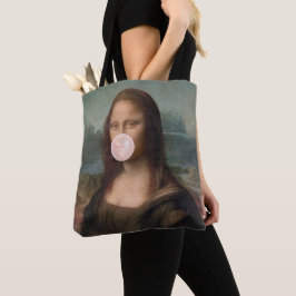 Bolsa Tote Mona Lisa soprando pastilha elástica rosa