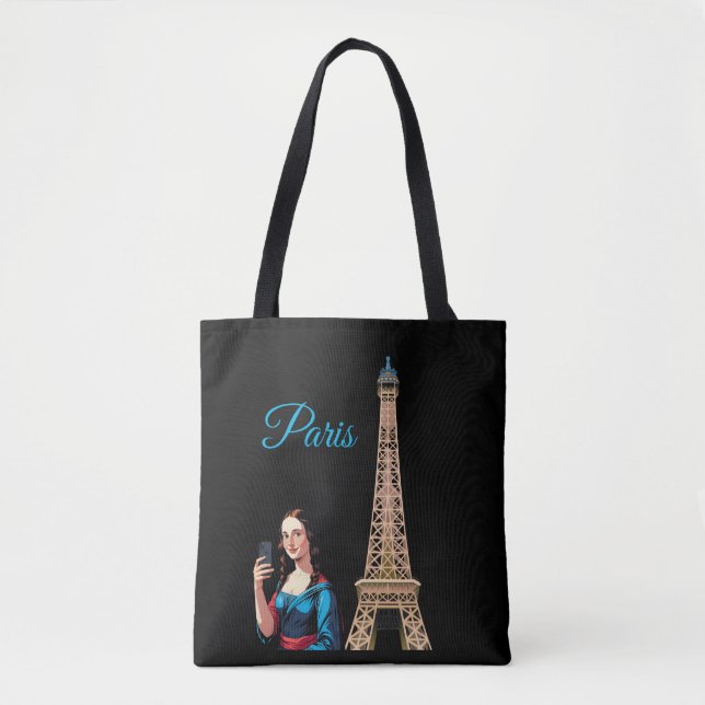 BOLSA TOTE MONA LISA TAKING SELFIE SURREAL PARIS  (Frente)