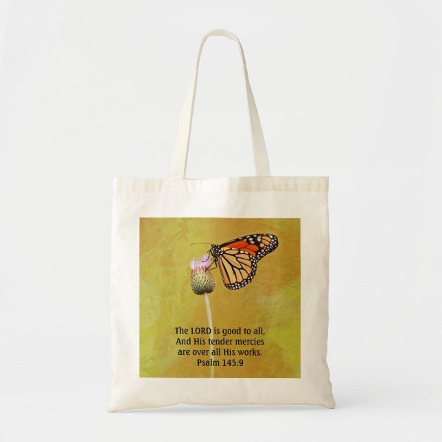 Bolsa Tote Monarch Butterfly Faith Big Bag com Escritura (Frente)