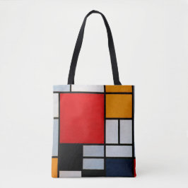 Bolsa Tote Mondrian - Composição com Plano Vermelho Grande